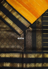 Bright Orangish Yellow - Meenakshi - Light Weight Pure Silk Cotton Saree Rettapet Rudraksham Border Contrast Pallu and Blouse - Perfect for Wedding Functions
