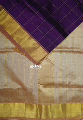 Rich Jamun Purple - Meenakshi - Light Weight Pure Silk Cotton Saree Zari Checks Weaving Getti Border Contrast Pallu and Blouse - Perfect for Wedding Functions