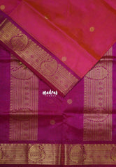 Dual Shade Pink - Meenakshi - Light Weight Pure Silk Cotton Saree with Mango Border Contrast Pallu and Blouse - Perfect for Wedding Functions