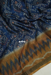 Indigo Blue - Ananya - Soft Mangalore Silk Saree Metallic Shades with Patola Prints - Perfect for Office Wear | Casual Wear