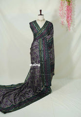 Grey with Purple - Ananya - Soft Mangalore Silk Saree Metallic Shades with Patola Prints - Perfect for Office Wear | Casual Wear