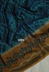 Teal Blue - Ananya - Soft Mangalore Silk Saree Metallic Shades with Patola Prints - Perfect for Office Wear | Casual Wear