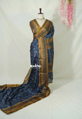 Indigo Blue - Ananya - Soft Mangalore Silk Saree Metallic Shades with Patola Prints - Perfect for Office Wear | Casual Wear