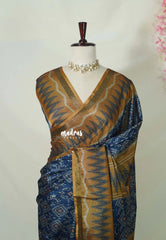 Indigo Blue - Ananya - Soft Mangalore Silk Saree Metallic Shades with Patola Prints - Perfect for Office Wear | Casual Wear