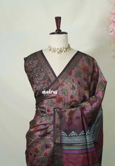 Muted Mauve Pink - Ananya - Soft Mangalore Silk Saree Metallic Shades with Kalamkari Prints - Perfect for Office Wear | Casual Wear