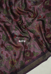 Muted Mauve Pink - Ananya - Soft Mangalore Silk Saree Metallic Shades with Kalamkari Prints - Perfect for Office Wear | Casual Wear