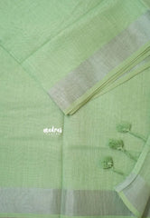 Pista Green - Mia - Soft linen cotton with tissue border and printed blouse