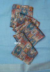 Ice Blue - Mia - Soft linen cotton with tissue border and printed blouse