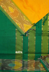 Mango Yellow - Mookuthi Amman Plain silk cotton pochampalli border