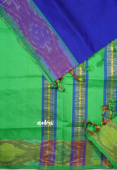 MS Blue - Mookuthi Amman Plain silk cotton pochampalli border