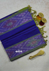 Violet Blue - Mookuthi Amman Plain silk cotton pochampalli border