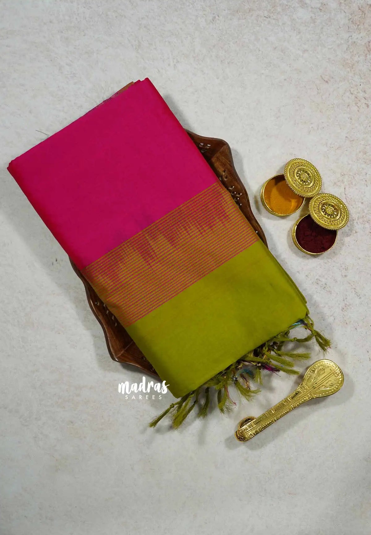 Rani Pink - Mookuthi Amman Plain silk cotton pochampalli border