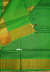 Mookuthi Amman silk cotton getti zari border with buttas - MS Blue with Green