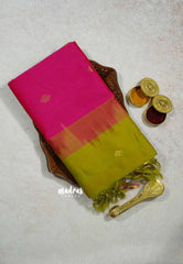 Rani Pink - Mookuthi Amman silk cotton getti zari border with buttas