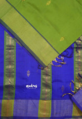 Chutney Green - Mookuthi Amman silk cotton getti zari border with buttas