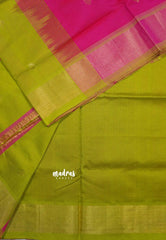 Rani Pink - Mookuthi Amman silk cotton getti zari border with buttas