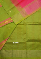 Radium Pink - Mookuthi Amman silk cotton getti zari border with buttas