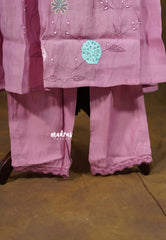 Blush pink - Aavani - Mul Chanderi Delicate multicolor embroidery Kurta Set with Dupatta - Best for Festive gatherings