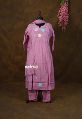 Blush pink - Aavani - Mul Chanderi Delicate multicolor embroidery Kurta Set with Dupatta - Best for Festive gatherings