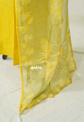 Amitha – Paris Yellow - Chanderi Silk Semi Stitch Neck with Mirror Work Salwar Suit