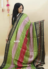 Multicolor - Meenakari printed silk multi color with patola pallu