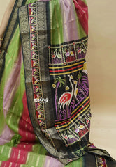 Multicolor - Meenakari printed silk multi color with patola pallu