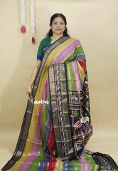 Multicolor - Meenakari printed silk multi color with patola pallu