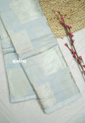 Pastel grey - Durga - Banarasi Muslin silk with silver zari borderless