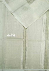 Halfwhite - Durga - Banarasi Muslin silk with silver zari borderless