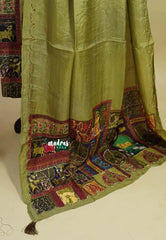 Amitha –  Olive Green Muslin silk hand stithced full work indian art depiction salwar suit set