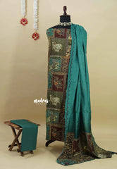 Amitha –  Teal Green Muslin silk hand stithced full work indian art depiction salwar suit set