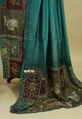 Amitha –  Teal Green Muslin silk hand stithced full work indian art depiction salwar suit set