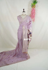 Creamy Lavender - Soft Muslin Silk Saree with Paithani  Weaving Pallu and Border - Best for Festive Celebrations | Casual Wear