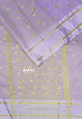 Lavender Blooms  - Soft Organza silk with zari weaving with small zari border