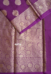 Purple  - Soft warm silk with Antique Zari Buttas and Border