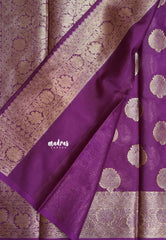 Purple  - Soft warm silk with Antique Zari Buttas and Border