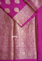 Magenta Pink  - Soft warm silk with Antique Zari Buttas and Border
