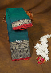 Dual Shade Teal Green - Andal – Narayanpet Silk Cotton with Thread Weaving Border - Perfect for Regular Wear