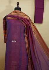 Amitha –Purple & Maroon Narayanpet Silk Cotton Salwar Suit with Zari Border