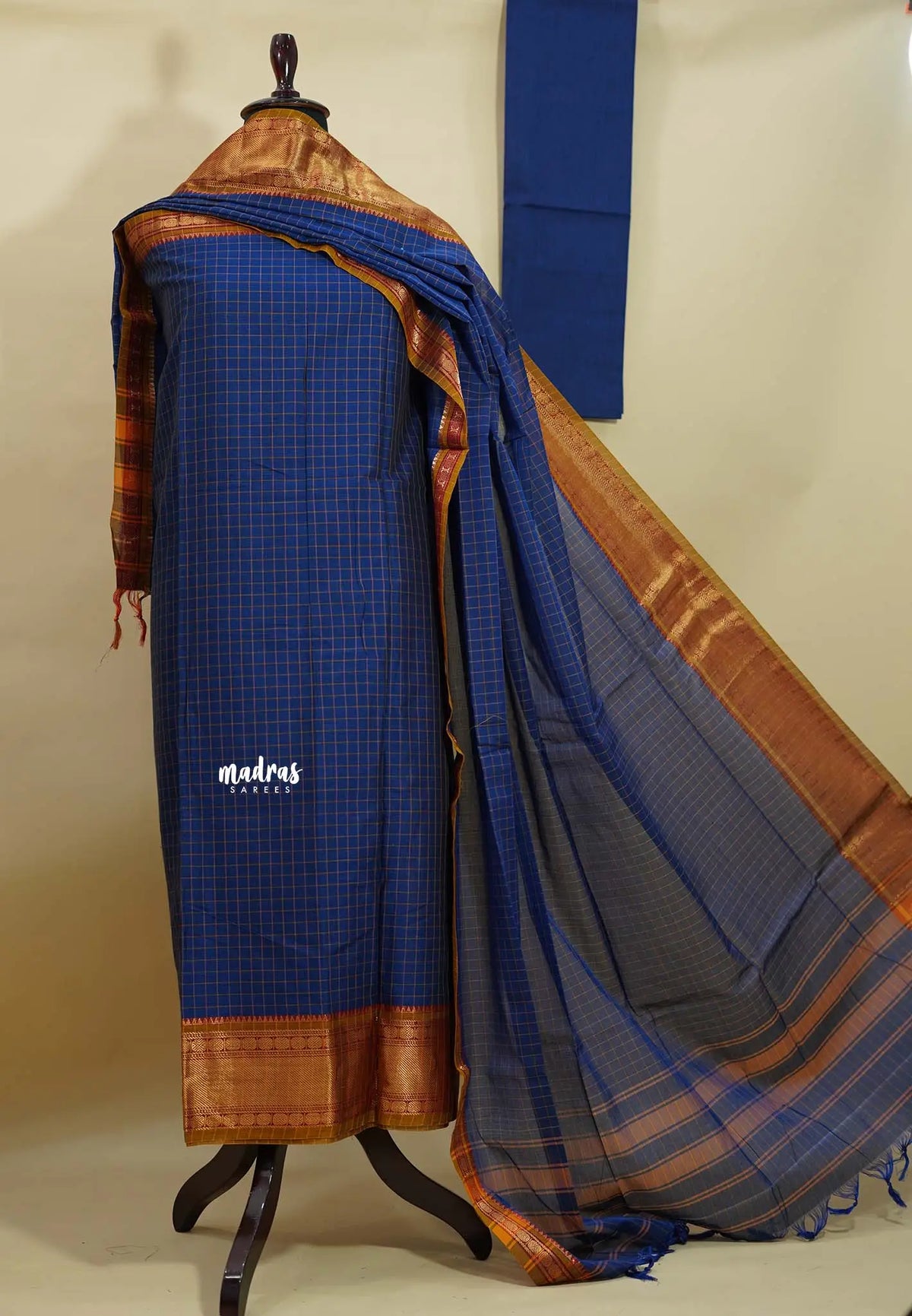 Amitha – MS Blue Narayanpet Silk Cotton Salwar Suit with Zari Border