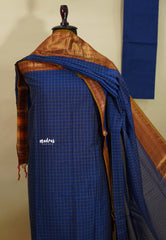 Amitha – MS Blue Narayanpet Silk Cotton Salwar Suit with Zari Border