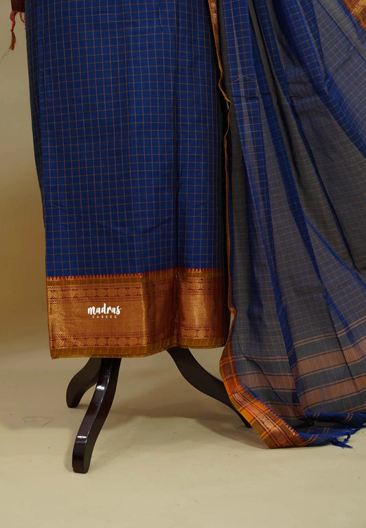Amitha – MS Blue Narayanpet Silk Cotton Salwar Suit with Zari Border