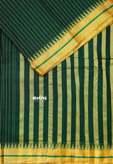 Deep Green - 6mtr Narayanpet cotton saree with Small Temple and Zari Border