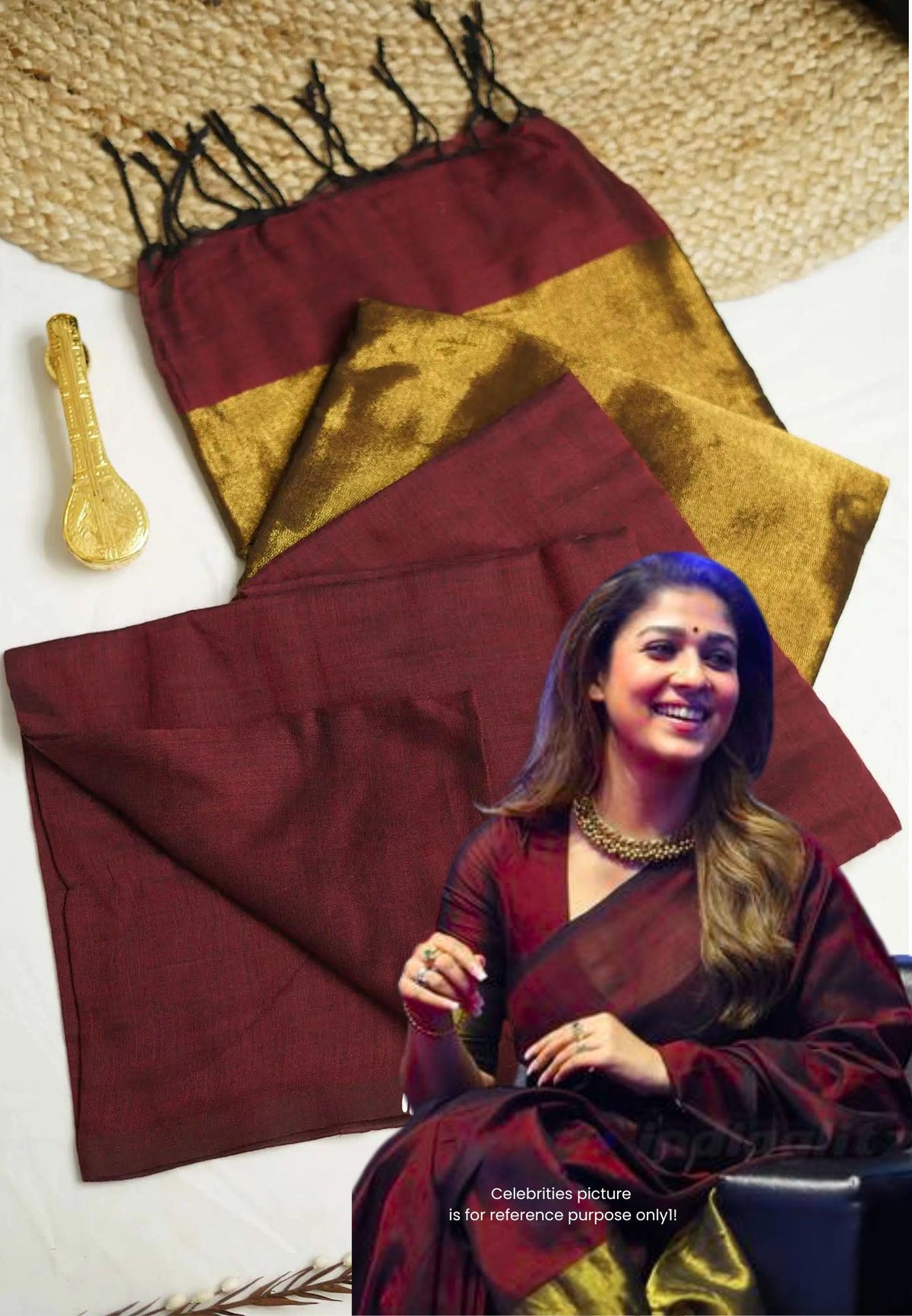 Nayanthara award saree Tissue zari pallu Maroon - Shilpa saree