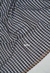 White & Coffee Brown -  Maheswari - Premium Lightweight Cotton Silk with Small Border - Perfect for Festive Wear