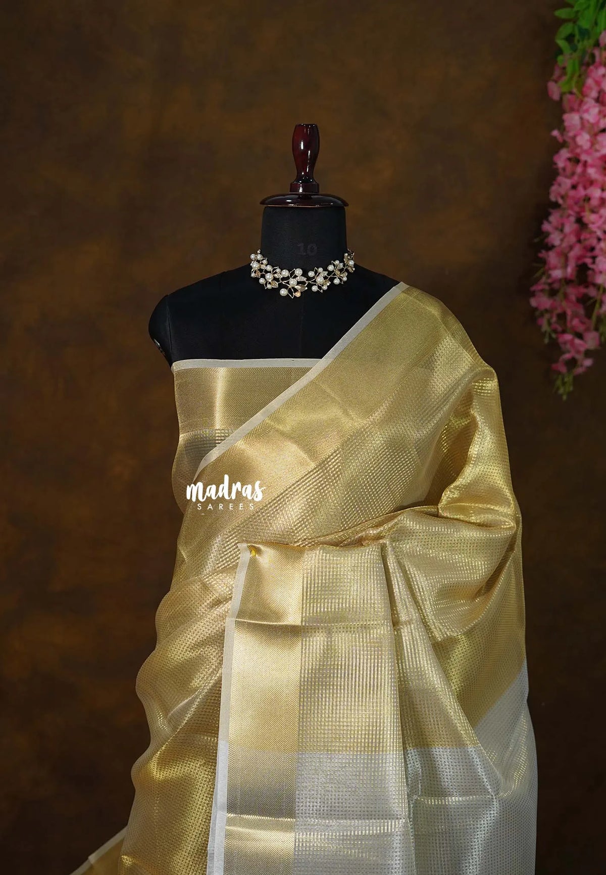 Golden Glow - Nayanthara inspired Saree Banarasi Tissue silk - Perfect for Night Functions