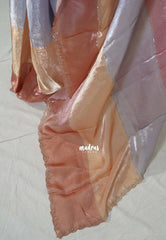 Peach Blush - Organza Satin Silk Saree with Stone Work and Multicolour Border & Scallop Border
