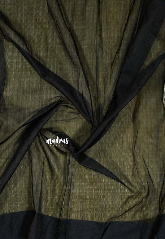 Silver with Black - Organza soft tissue silk