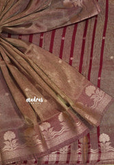 Maroon with Gold Dual Shades - Thendral - Soft Kanchi semi silk