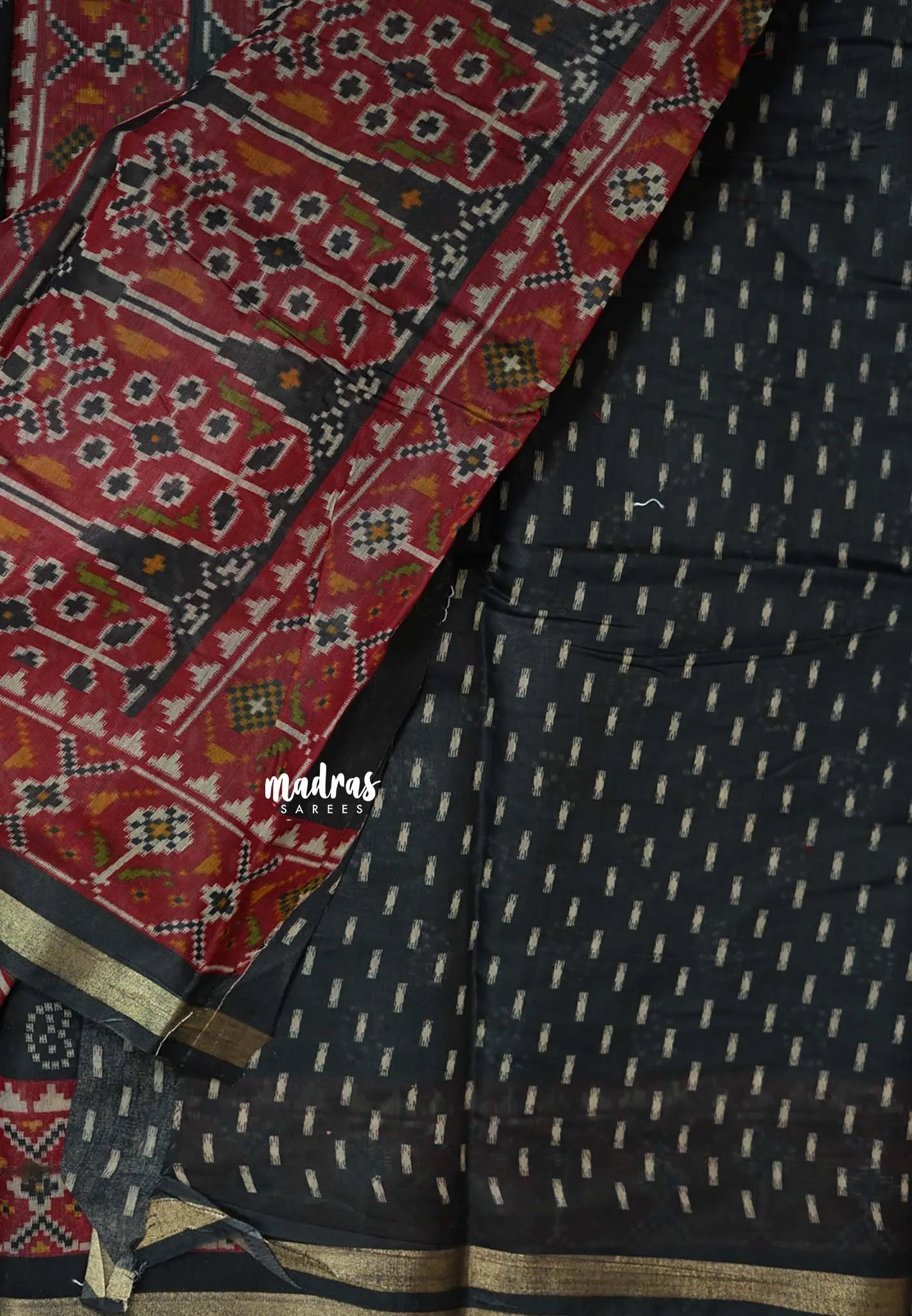 Black - Kalanjali Soft chanderi silk with Bagru Prints